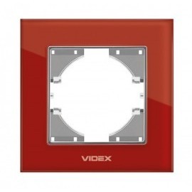 Рамка червоне скло  одинарна горизонтальна VIDEX BINERA (12)
