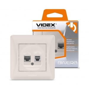 Розетка CAT6+CAT3 подвійна кремова VIDEX BINERA (20)