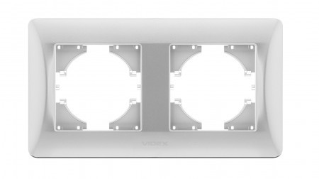 Рамка срібний шовк на 2 місця горизонтальна VIDEX BINERA (12)