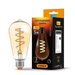 LED лампа Filament ST64FASD 5W E27 2200K дімерна бронза Videx