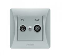 Розетка TV+SAT кінцева срібний шовк VIDEX BINERA (20)
