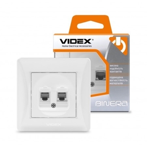 Розетка CAT3+CAT3 подвійна телефонна біла VIDEX BINERA (20)