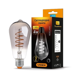 LED лампа Filament ST64FGD 4W E27 2100K дімерна графіт Videx
