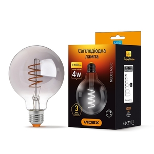 LED лампа Filament G95FGD 4W E27 2100K диммерная графит Videx