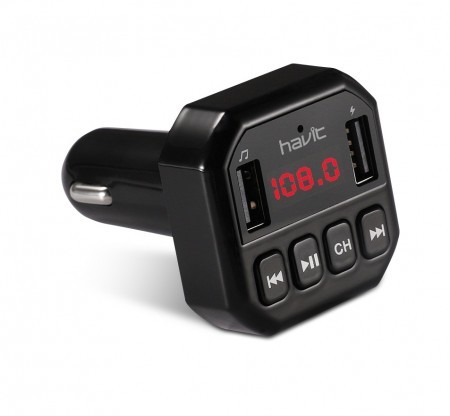 Автомобільний FM модулятор, з зарядним пристроєм для смартфону Black HV-FM808BT Havit Автомобільний FM модулятор, з зарядним пристроєм для смартфону Black HV-FM808BT Havit