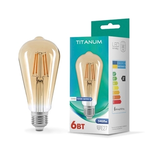LED лампа Filament ST64 6W E27 2200K бронза Titanum