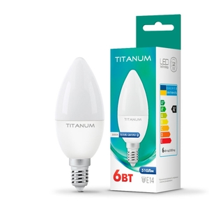 LED лампа C37 6W E14 3000K Titanum