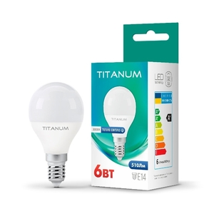 LED лампа G45 6W E14 3000K Titanum