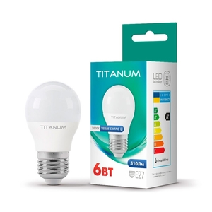 LED лампа G45 6W E27 3000K Titanum