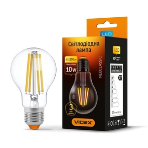 LED лампа Filament A60F 10W E27 4100K Videx
