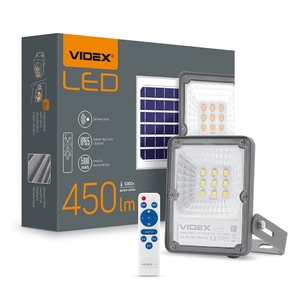 LED прожектор автономний сенсорний, із сонячною батареєю 10W 5000K Videx