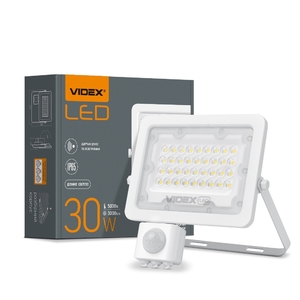 LED прожектор з датчиком руху та освітленості F2e 30W 5000K 26265 Videx