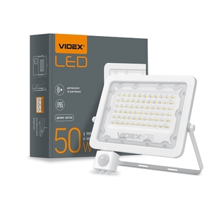 LED прожектор з датчиком руху та освітленості F2e 50W 5000K Videx