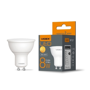 LED лампа MR16e 8W GU10 4100K Videx