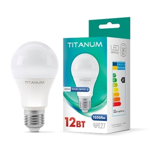 LED лампа A60 12W E27 3000K Titanum