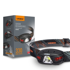 Налобний світлодіодний ліхтарик USB, IP67 330Lm 5000K VLF-H015 Videx