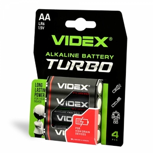 Батарейка пальчикова лужна LR6/AA Turbo 27020 Videx