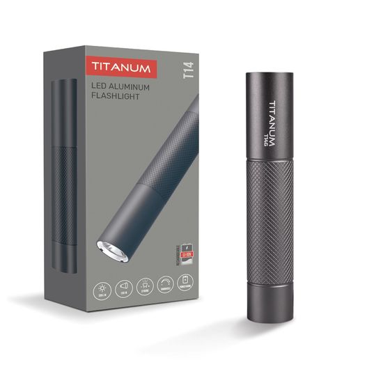 Портативный светодиодный фонарик, IP44 300Lm 5000K Gray TLF-T14B Titanum Портативный светодиодный фонарик, IP44 300Lm 5000K Gray TLF-T14B Titanum