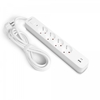 Сетевой фильтр-удлинитель 3 м, 4 розетки 3.4А USB(QC3.0) +USB-C(PD18W) White ONCORD 27695 Videx