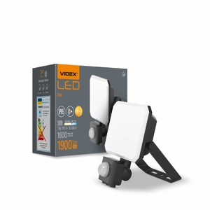 LED прожектор з датчиком руху F3 20W 5000K 220V Black VLE-F3-0205B-S Videx