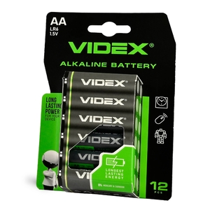 Батарейка пальчиковая щелочная LR6/AA 2600 mAh 28233 Videx