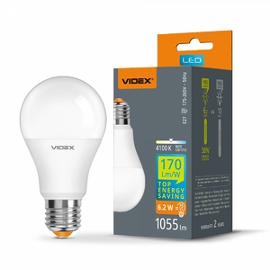 LED лампа A60h 6.2W E27 4100K 28405 Videx