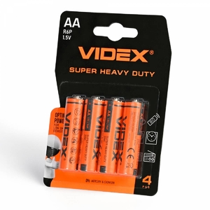 Батарейка пальчикова сольова R6P/AA 850 mAh 28587 Videx