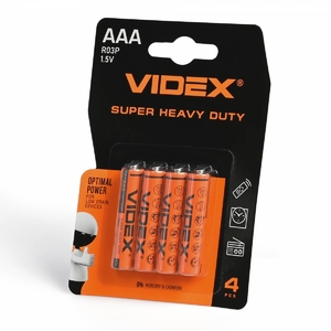 Батарейка міні пальчикова сольова R03P/AAA 410 mAh 28588 Videx
