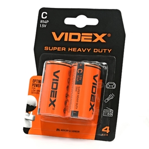 Батарейка солевая 2300 mAh R14P/C 28589 Videx
