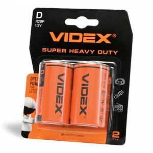 Батарейка солевая R20P/D 4000mAh Videx