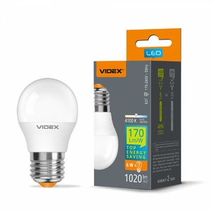 LED лампа G45h 6W E27 4100K 28600 Videx