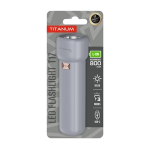 Портативний світлодіодний ліхтарик, IPX2 1100К 50 Lm Gray TLF-T17 Titanum
