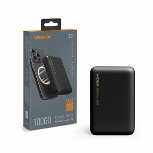 Павербанк з бездротовою зарядкою 10000mAh PD20W Black VPB-331 Videx