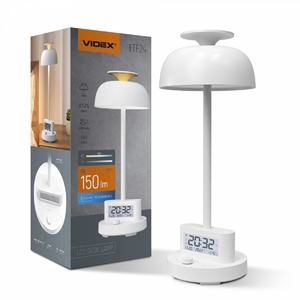 Настільна LED лампа з акумулятором, годинником та будильником 8 W 4000K+RGB White VL-TF24W Videx