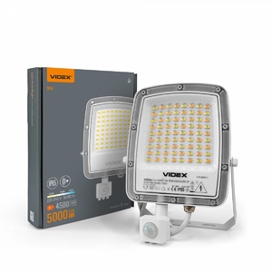 LED прожектор з датчиком руху, F5 50W 3000-5000-6500K White VL-F5-050CW-S Videx