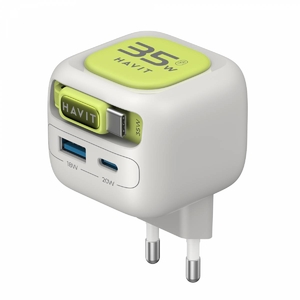 Зарядний пристрій USB-A+USB-C з кабелем USB-C GaN 35W GaN Gray+Green UC251 Havit