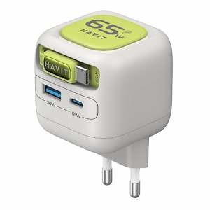 Зарядний пристрій USB-A+USB-C з кабелем USB-C GaN 65W GaN Gray+Green UC253 Havit