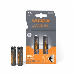Аккумулятор Li-ion LIR6C/AA 2200 mAh USB-C 1.5V Videx