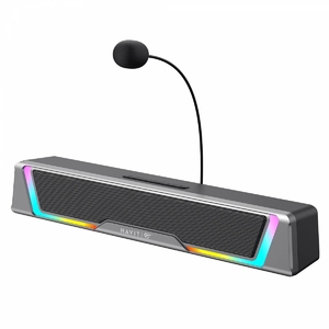 Игровая колонка SOUNDBAR с RGB-подсветкой и микрофоном 6W USB+BT Black+Gray SK221 Havit